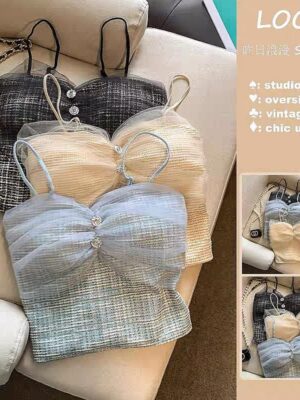 绝美新款开放少量现货Rm25 Only‼️ 气质唯美名媛风网纱小香风美背上衣 M423441