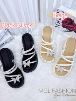 绝美新款上架 Rm49-Rm3=Rm46 巨好穿～夏日必备6cm厚底蝴蝶珍珠设计凉鞋 M3015