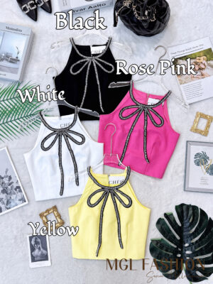 超值大促销Rm59 Now Rm39 Cheri气质名媛风闪亮蝴蝶结设计罗马面料时装上衣 2331