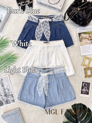 超值大促销Rm59 Now Rm39 独家时尚百搭休闲风蕾丝牛仔高腰裤裙 M3903