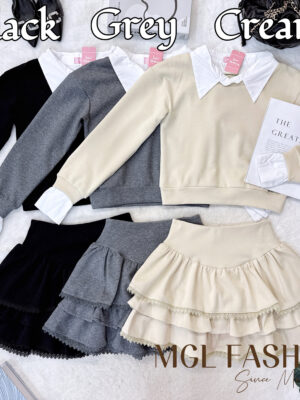 超值大促销Rm99 Now Rm49 Ivori 时尚Miu风假两件休闲运动风套装 6517