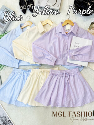 超值大促销Rm102 Now Rm59 Jamae时尚休闲风韩系条纹时装套装 98351