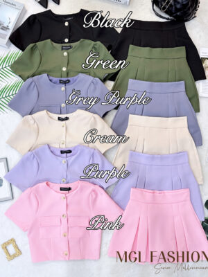 超值大促销Rm75 Now Rm55 Dressup时尚简约百搭显瘦百褶裙套装 520003