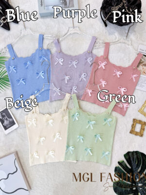 超值大促销Rm32 Now Rm15 Only‼️ Tiffany气质唯美休闲风蝴蝶结设计编织上衣 M51160