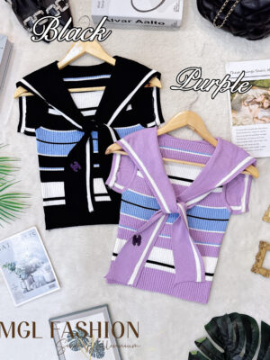 超值大促销Rm42 Now Rm25 Tiffany时尚绝美休闲海军领设计编织上衣 M626