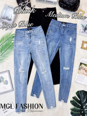 绝美新款上架Rm72-Rm3=Rm69 XSSML 独家绝美版型瘦腿窄脚弹力高腰牛仔长裤 M1277