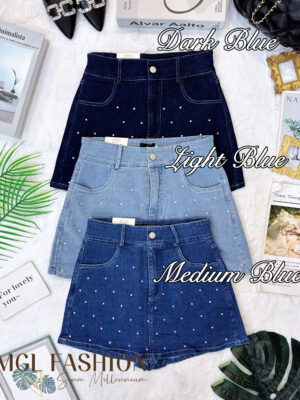 超值大促销 Rm62 Now Rm39 SML InDenim时尚闪亮烫钻弹力牛仔高腰裤裙 5970