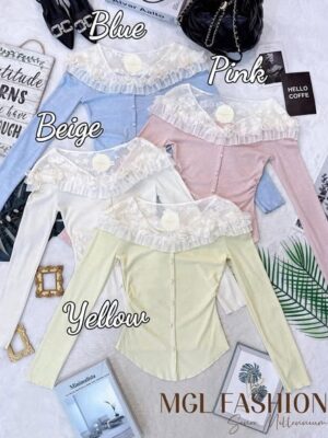 超值大促销Rm45 Now Rm25 Tiffany 高质量唯美蕾丝拼接柔软棉质上衣 M9925