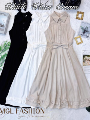 超值大促销Rm94 Now Rm69 气质唯美法式翻领蝴蝶结设计七分连身裙 2534