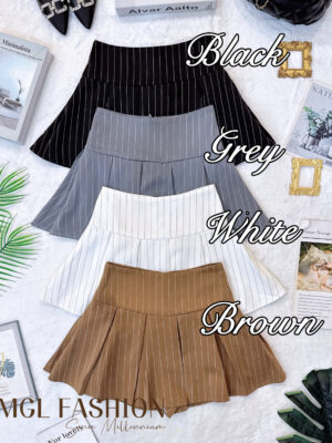 超值大促销Rm62 Now Rm42 高质量气质百搭显瘦西装条纹高腰百褶裙 2481