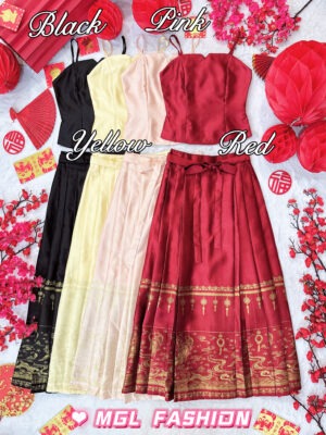 超值大促销Rm129 Now Rm99 Ivori新年气质唯美古风金丝绣线马面裙长裙套装 6765