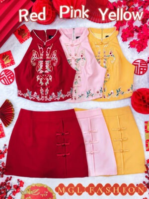 绝美新款上架Rm112-Rm3=Rm109 XSSML 独家重工精致金丝彩绣古典蝴蝶图腾旗袍套装 M62089