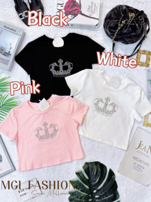 绝美新款上架Rm42-Rm3=Rm39 XSSML Reiss独家百搭美式闪亮亮钻王冠卫衣Tee M1685