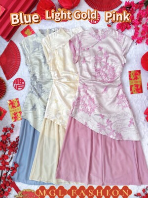 超值大促销Rm99 Now Rm75 Camilla新年古典提花雪纺拼接设计七分旗袍连身裙 81693