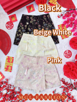 超值大促销Rm65 Now Rm45 Urban Queen新年气质百搭国风流苏吊坠金丝提花高腰裤裙 5389