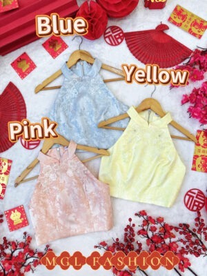 超值大促销Rm65 Now Rm45 Poshcode新年新中式气质唯美立体绣花水晶吊坠设计旗袍上衣 14526