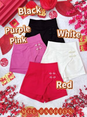 超值大促销 Rm63 Now Rm43 Ivori新年百搭显瘦国风中国结设计锦棉高腰裤裙 6939