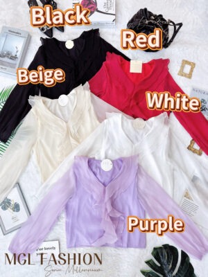 超值大促销 Rm58 Now Rm39 Cheri时尚气质唯美名媛风流光纱荷叶设计时装衬衫 2740