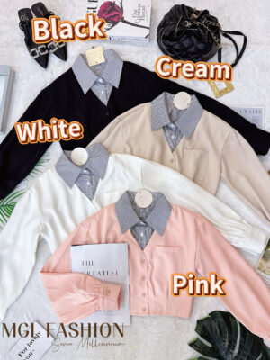 超值大促销Rm62 Now Rm42 Jamae时尚百搭假两件设计翻领西装时装上衣 98793