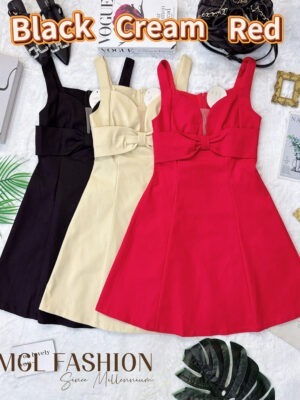 超值大促销Rm99 Now Rm79 BL Couture气质名媛风网纱Vneck设计蝴蝶结锦棉连身裙小礼服 111064