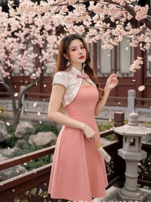 绝美新款上架Rm119-Rm3=Rm116 SML VeJoy By Fashion21新年新中式两件套蝴蝶结设计提花连身旗袍 23029