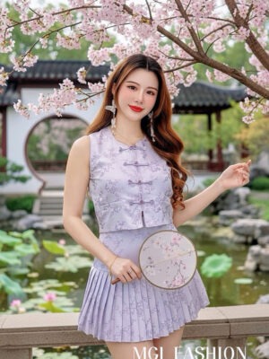 超值大促销Rm105 Now Rm69 Cheri 新年新中式显瘦提花百褶裙子旗袍套装 2759