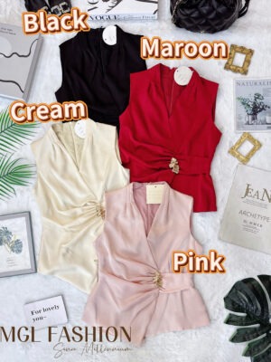 超值大促销Rm65 Now Rm45 Posh Code时尚高级轻奢名媛风绸缎时装上衣 14546