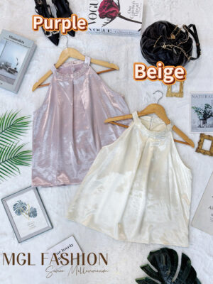 超值大促销Rm55 Now Rm39 时尚轻奢名媛风复古高领长版绸缎时装上衣 M2219