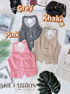 超值大促销Rm75 Now Rm55 Mocca时尚轻奢名媛风背面蝴蝶结设计时装上衣 55073