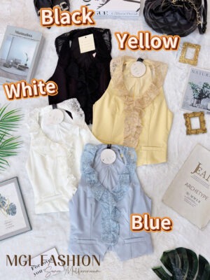 超值大促销Rm63 Now Rm43 Camila时尚轻奢名媛风蕾丝V-neck设计时装上衣 14492