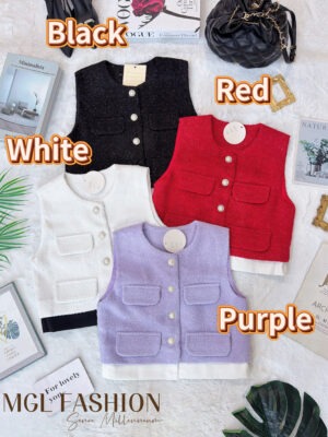 超值大促销Rm70 Now Rm49 Cheri时尚高级轻奢名媛小香风马甲时装上衣 2677