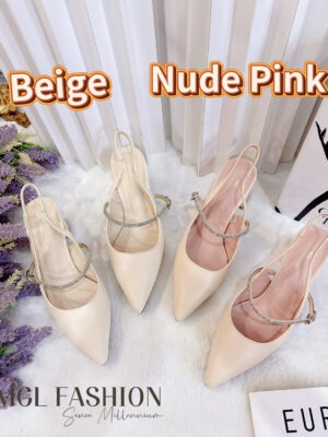 超值大促销Rm89 Now Rm49 独家定制高质量气质优雅百搭亮钻设计2.5寸方跟高跟鞋 M188-86