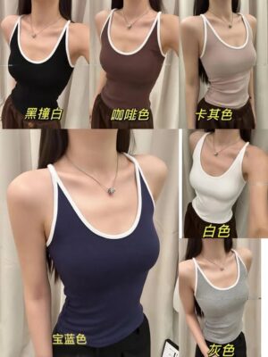 #超值预定开放少量现货 Rm25 Only‼️ 时尚百搭工字拼色立体乳胶胸垫棉质上衣 M33766