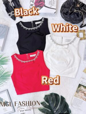 超值大促销Rm68 Now Rm29 Impress 气质名媛风蝴蝶结珍珠亮钻时装上衣 6966