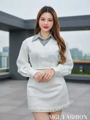 超值大促销Rm62 Now Rm25 Jamae时尚百搭假两件设计翻领西装时装上衣 98793