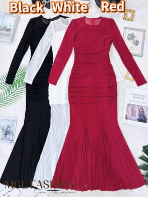 超值大促销Rm109 Now Rm39 SML Whitney 气质唯美名媛风网纱皱褶晚装礼服长裙 26570