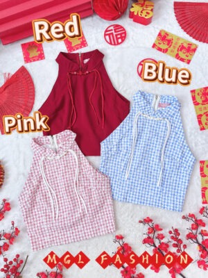 绝美新款上架 Rm57-Rm3=Rm54 SMLXL Ivori 新年新中式格子旗袍上衣 7036