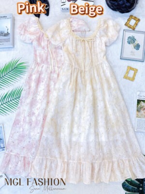 绝美新款上架 Rm79-Rm3＝Rm76 Tiffany 高质量气质唯美两穿露肩蕾丝通花连身裙 M1939