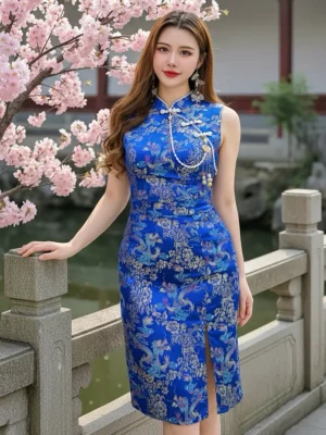 超值大促销 Rm108 Now Rm69 XSSML 独家平安锁吊坠设计修身显瘦锦缎龙纹旗袍 M62083