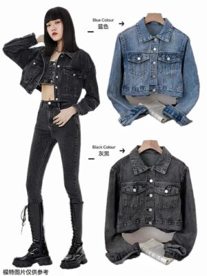 爆款开放预定补货 原价Rm69 预定价Rm49 Shina跟Vinnie日常配搭必备的短版牛仔外套 M23466