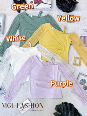 #只限网站下单 #厂家最后一组促销 超值大促销Rm42 Now Rm19 Jamae 每人必备百搭简约斜肩蕾丝棉质上衣 96156