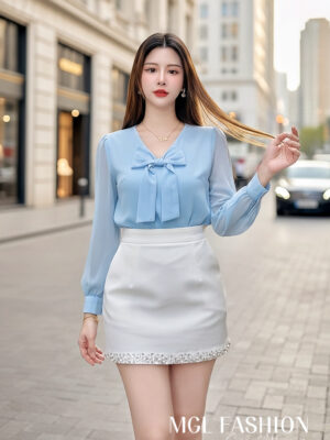 超值大促销Rm65 Now Rm39 XSSMLXL 独家 气质唯美名媛风雪纺蝴蝶结上衣 M62233