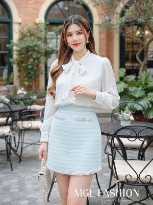 超值大促销 Rm62 Now Rm29 独家定制绝美版型精致气质小香风珍珠高腰裙 M62010-2