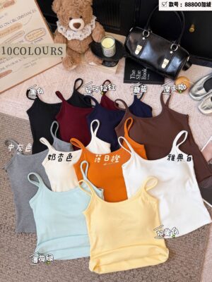 超值预定开放少量现货Rm25 Only～ 配搭必备多巴胺简约吊带磨毛棉质上衣美背 M35766