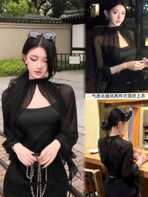 超值预定开放少量现货 Rm39  时尚气质名媛风两件式雪纺时装上衣 M932241