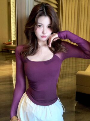 超值预定开放少量现货Rm23 Only ✨ 时尚女神必备弹力网纱露肩长袖棉质上衣