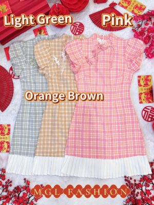 超值大促销 Rm98 Now Rm69 新年气质新中式格子旗袍连身裙 2643