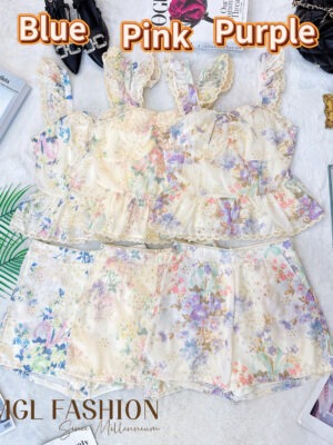 超值大促销Rm99 Now Rm35 The Summer 时尚气质名媛风碎花通花套装 71480