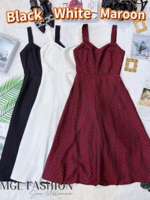 超值大促销Rm89 Now Rm49 Ivori 高质量名媛风花朵暗纹七分晚装小礼服连身裙 5467