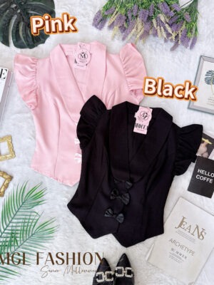 超值大促销Rm72 Now Rm45 Mocca时尚轻奢明媛蝴蝶结时装上衣 823875